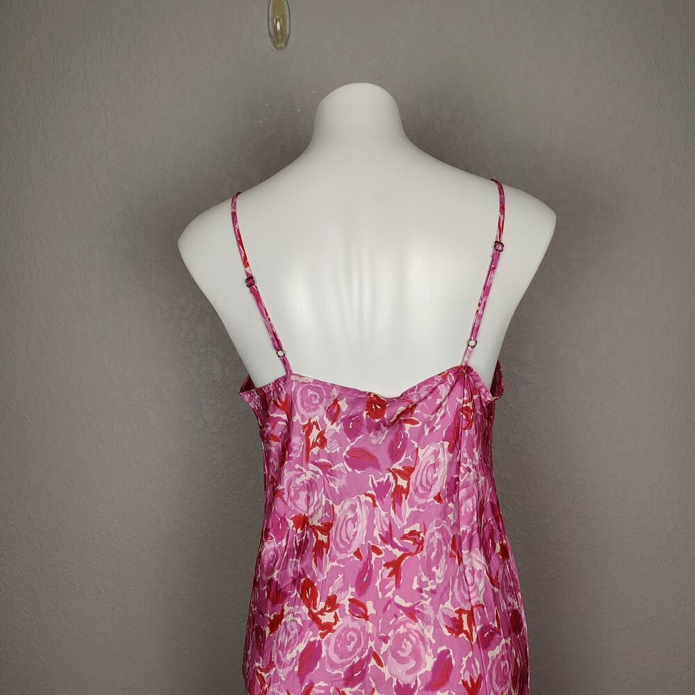 SPELL Islamorada Bias Strappy Floral Rose Cowl Neck Pink Slip Maxi Dress Large - Picture 12 of 16